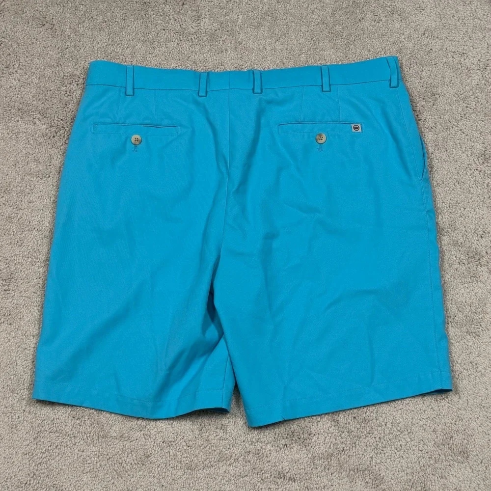 Peter Millar Mens Performance Golf Shorts Turquoise Blue Size 38 Flat Front